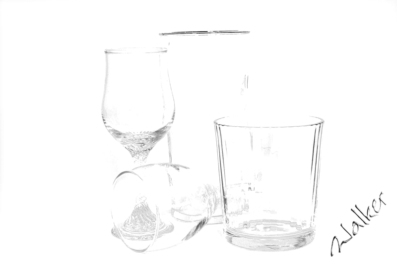 Glasses
A collection of glasses, lit from the front and overexposed to get a pencil line effect.
Keywords: Glasses