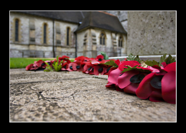 Lest we forget
Poppies lie at the base of a monument outside a church
Keywords: poppies poppy