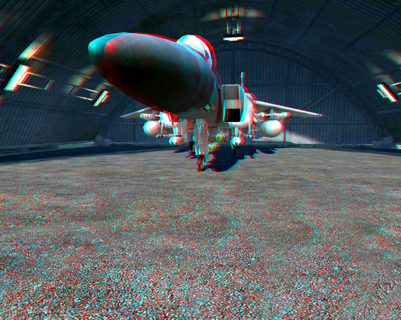 3D Jet Plane
This is a scene from a game (remember games are touted as 3D, but they really are only 2D) that I have made as a 3D image. This is part of a longer term project. 
Keywords: 3D Jet Plane